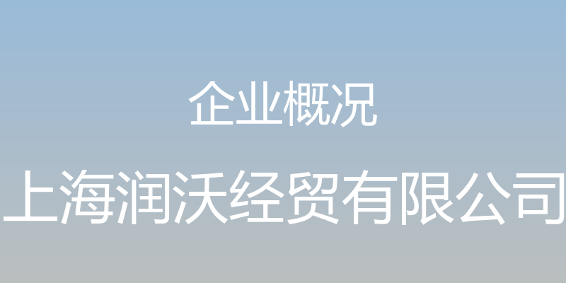 企业概况 - 上海润沃经贸有限公司